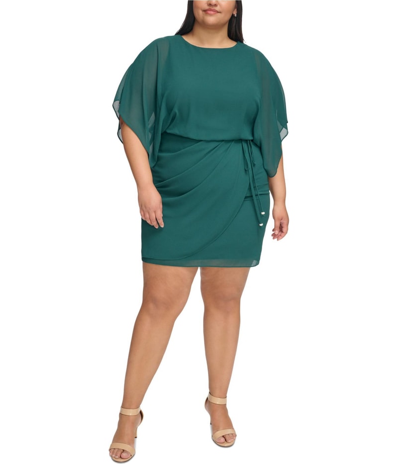 Jessica Howard Womens Solid Boat Neck Blouson Dress