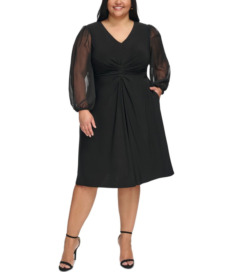 Jessica Simpson Womens Gathered Sheer Midi Dress