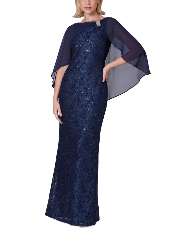 Jessica Howard Womens Capelet Gown Dress