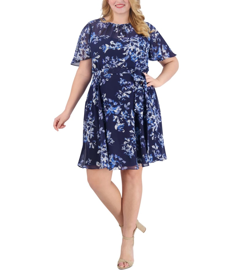 Jessica Howard Womens Chiffon Ruffled Dress