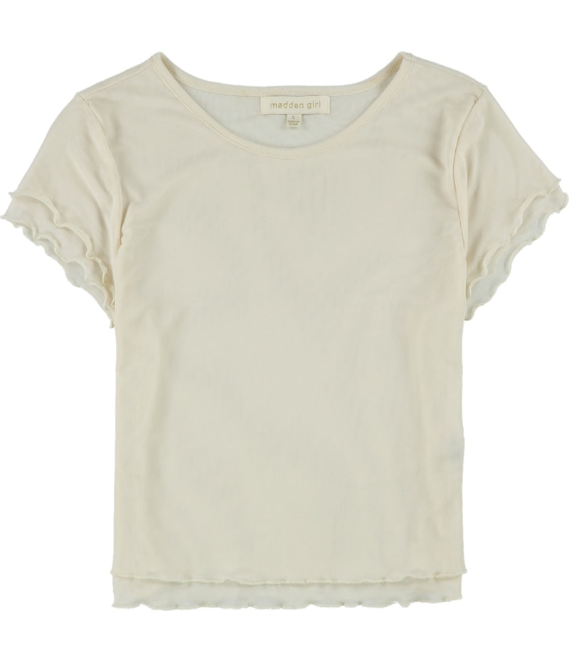 MADDEN GIRL Womens Lettuce Trim Knit Blouse