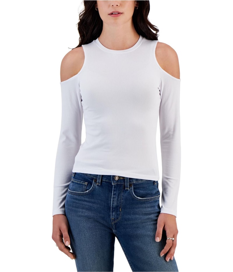JUST POLLY Womens Cold Shoulder Basic T-Shirt