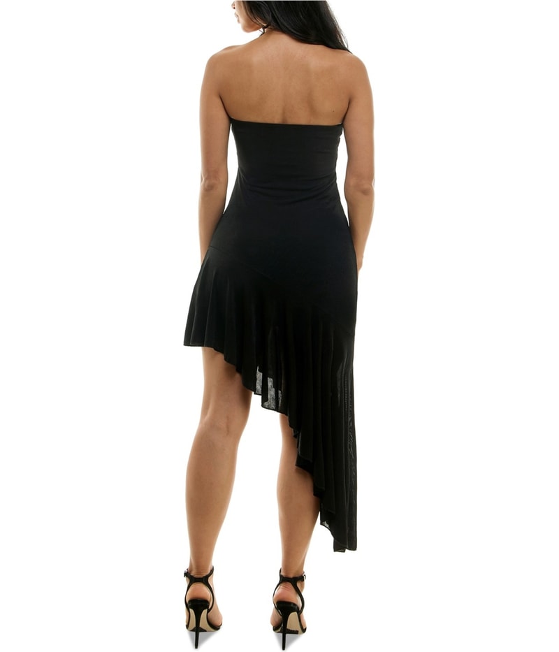 Emerald Sundae Womens Ruffled Strapless Asymmetrical Dress