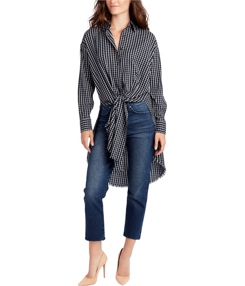 William Rast Womens Tie-Hem Tunic Blouse