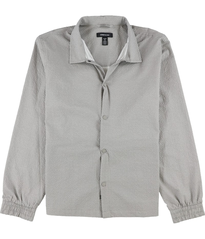 Kenneth Cole Mens Printed Performance Seersucker Shirt Jacket