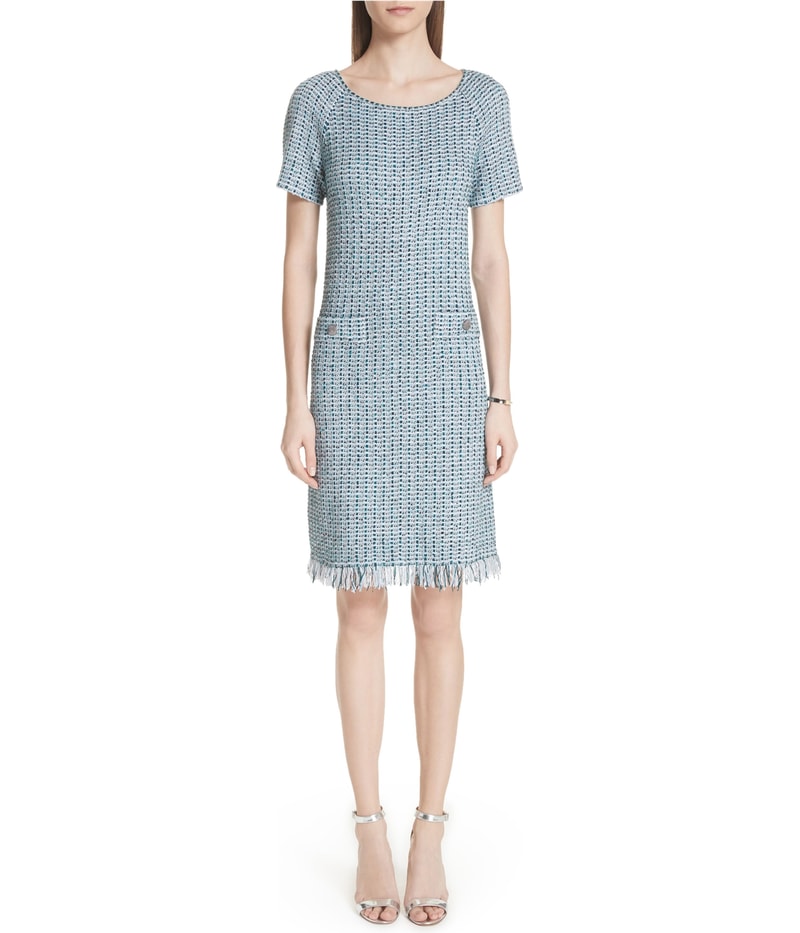 St. John Womens Microstripe Checked Midi Dress
