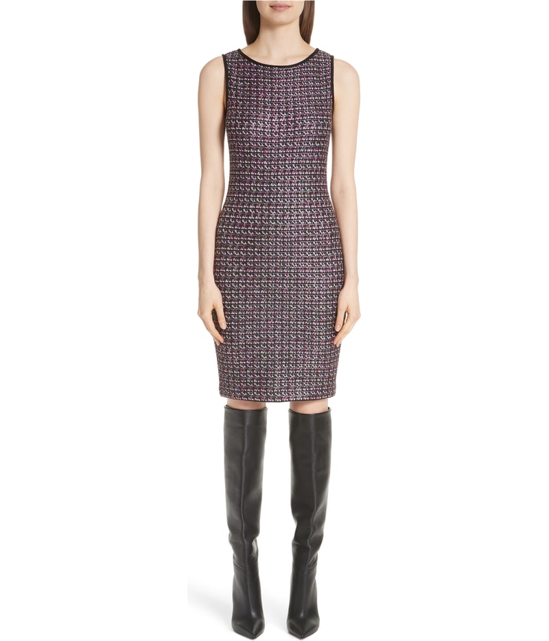 St. John Womens Painterly Sheen Tweed Shift Dress