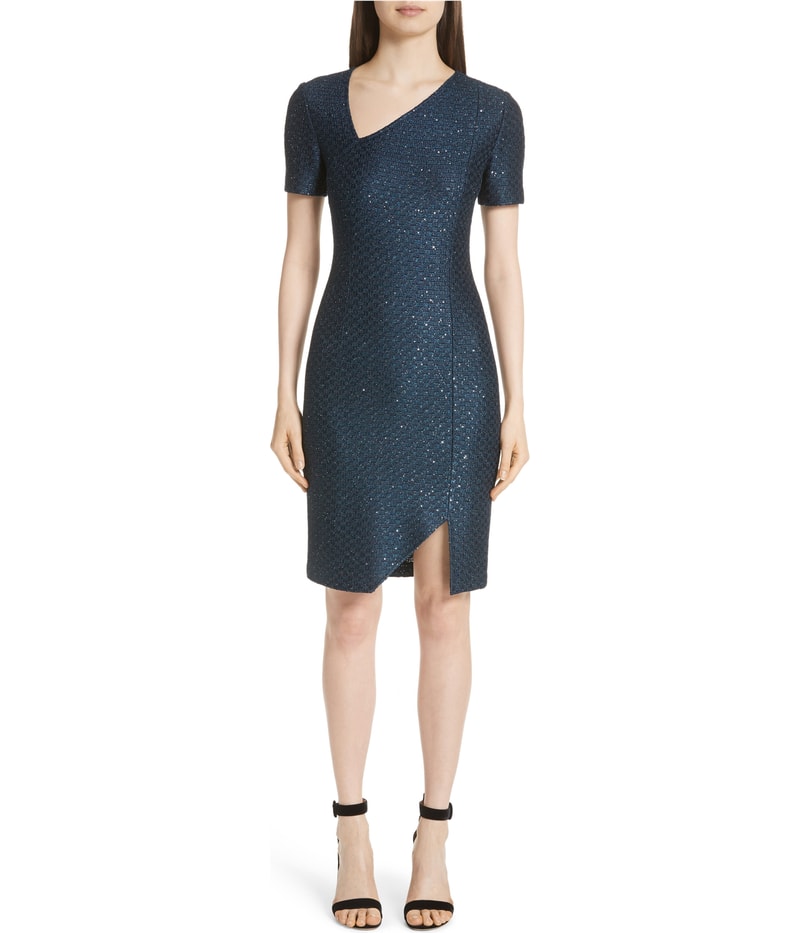 St. John Womens Shimmer Asymmetrical Dress