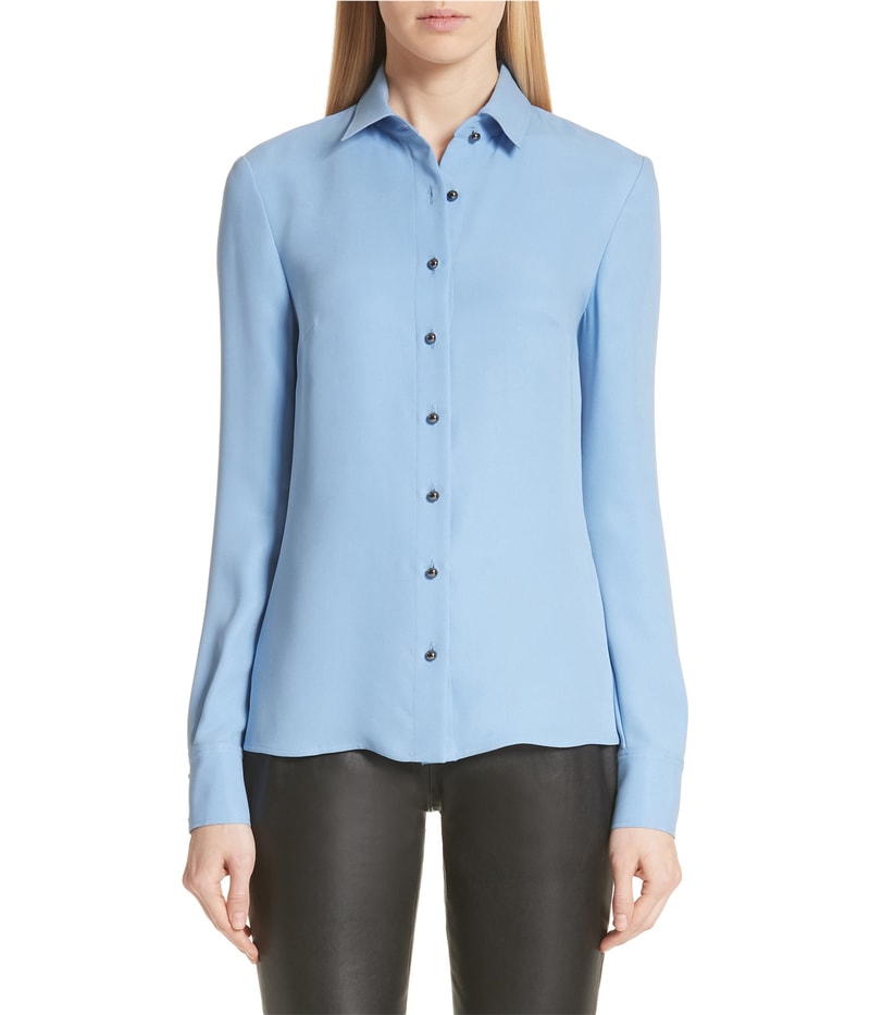 St. John Womens Georgette Button Up Shirt