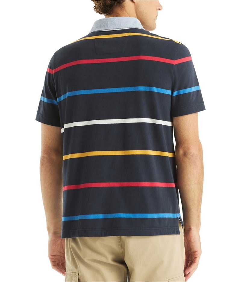 Nautica Mens Striped Rugby Polo Shirt
