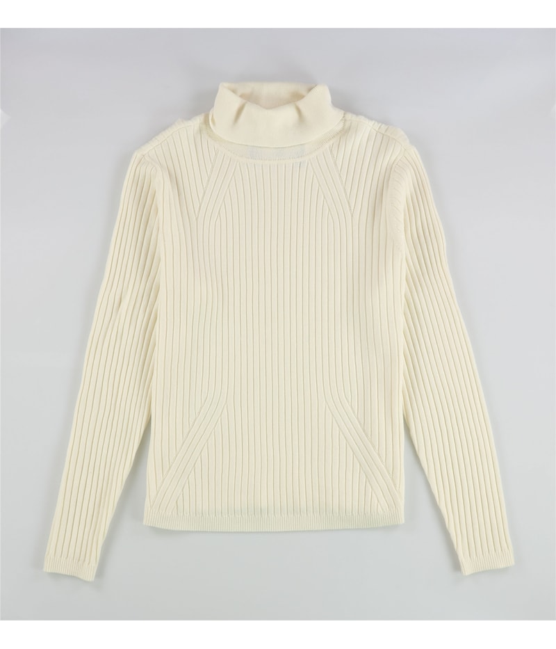 St. John Womens Turtleneck Ribbed Pullover Sweater