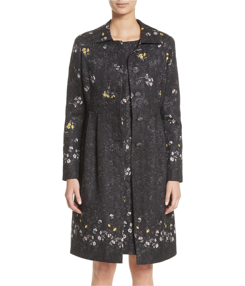 St. John Womens Falling Bouquet Matelasse Coat