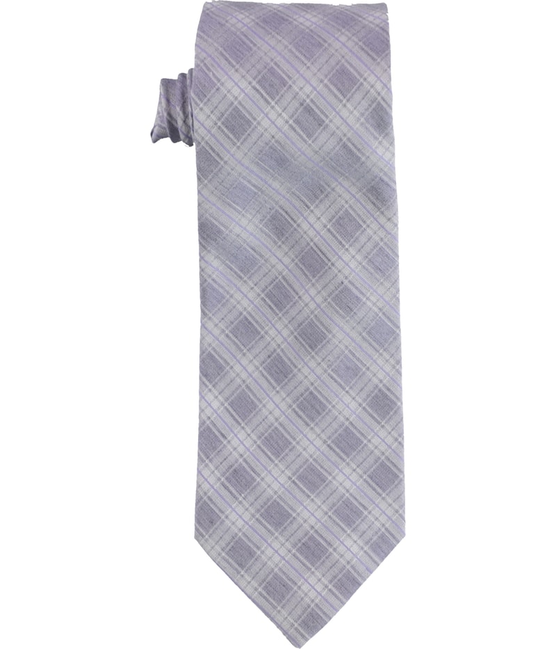 Calvin Klein Mens Frosted Plaid Self-tied Necktie