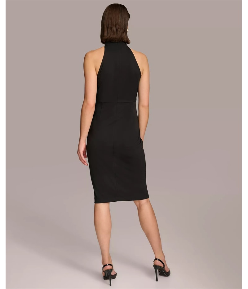 DONNA KARAN NEW YORK Womens Mock Neck Jersey Wrap Dress