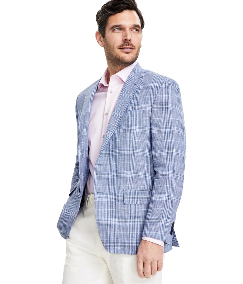 Michael Kors Mens Linen Plaid Coat
