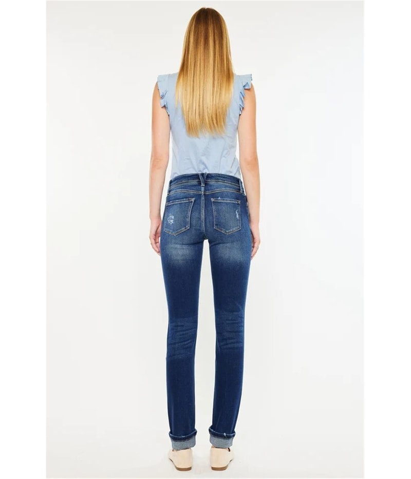 KANCAN ESSENTIALS Womens Mid Rise Eternity Tapered Skinny Jeans