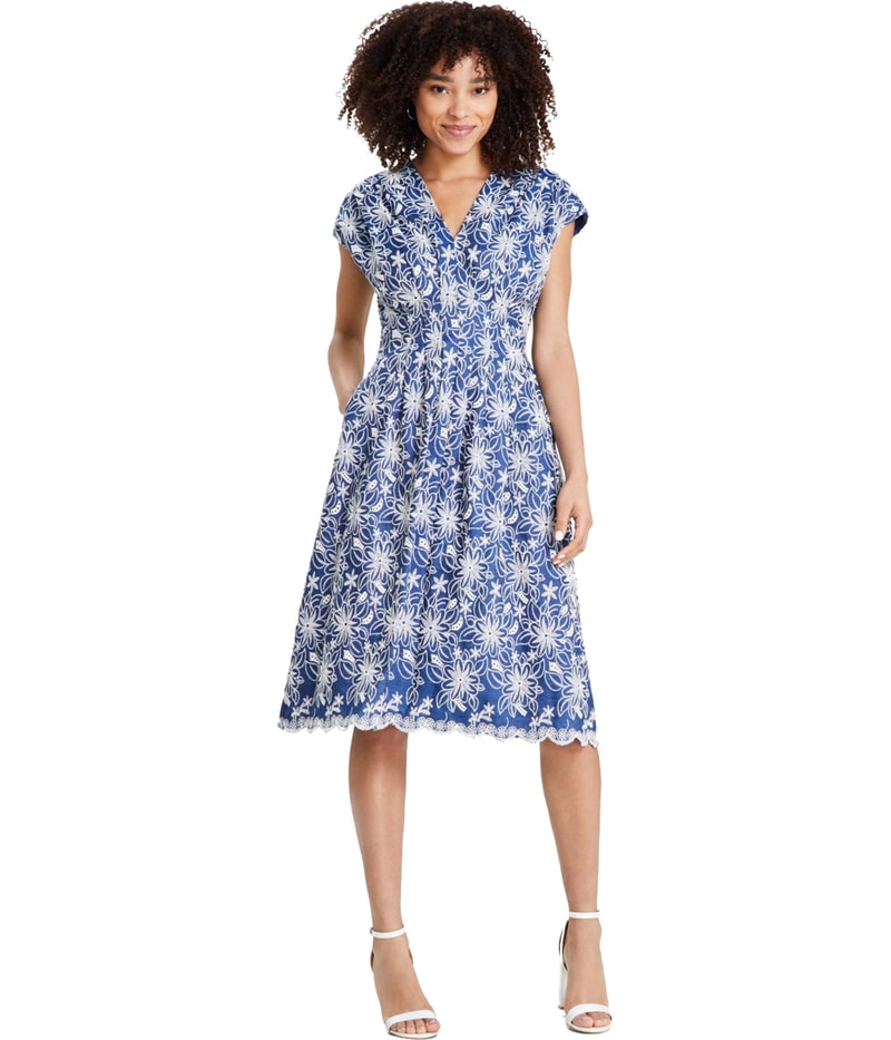 Kensie Womens Embroidered Midi Dress