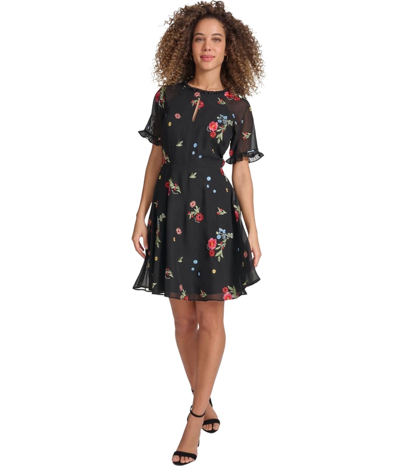 Kensie Womens Embroidered Mini Dress