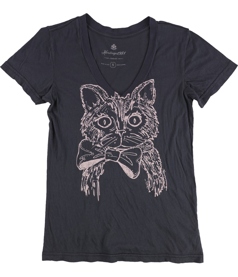 Heritage 1981 Womens Cat With Bowtie Graphic T-Shirt