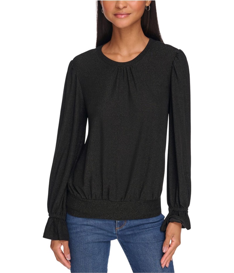 Karl Lagerfeld Womens Ruffled Cuff Shell Blouse