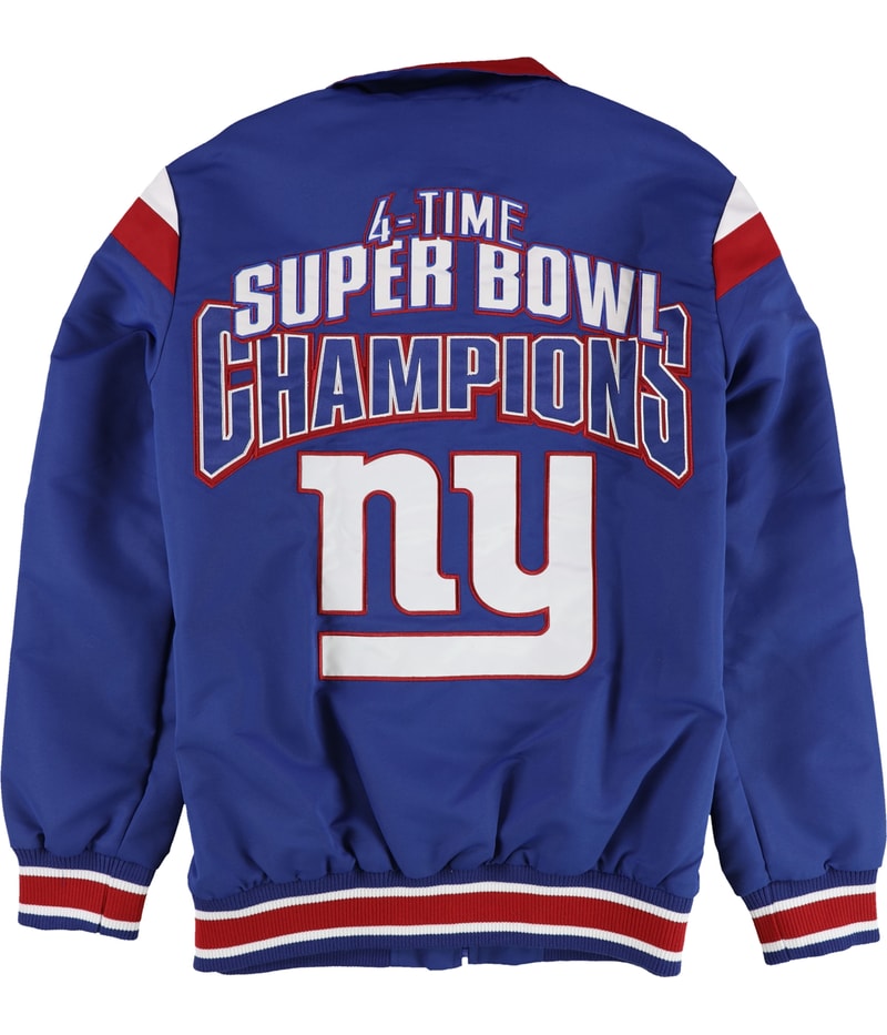 NFL Mens New York Giants 4 Time Super Bowl Champ Bomber Jacket in Blue, image 2 of 2