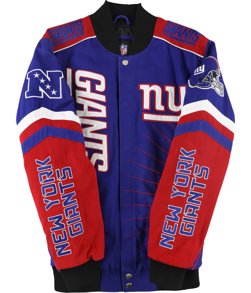 NFL Mens New York Giants Embroidered Varsity Jacket, view 2