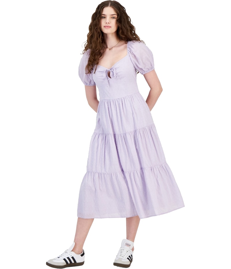 Kingston Grey Womens Textured Puff Sleeved Midi Dress
