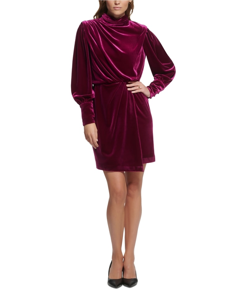 Karl Lagerfeld Womens Velvet Blouson A-line Dress