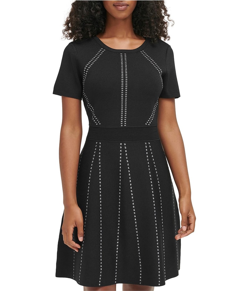 Karl Lagerfeld Womens A Line Sweater Dress