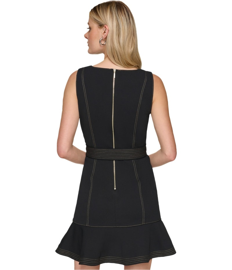 Karl Lagerfeld Womens Belted Crepe Sheath Dress