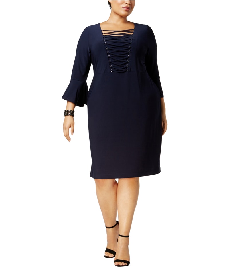 Love Scarlett Womens Criss-Cross Sheath Dress
