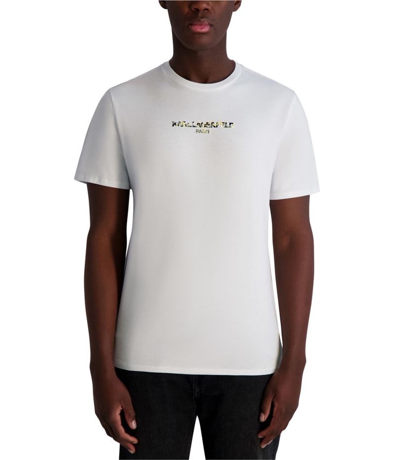 Karl Lagerfeld Mens Textured Logo Graphic T-Shirt