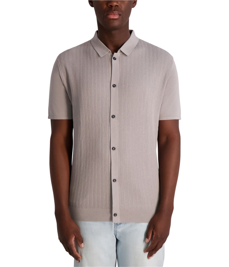 Karl Lagerfeld Mens Knit Cardigan Polo Sweater