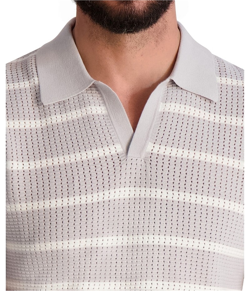 Karl Lagerfeld Mens Stripe Sweater Polo Shirt
