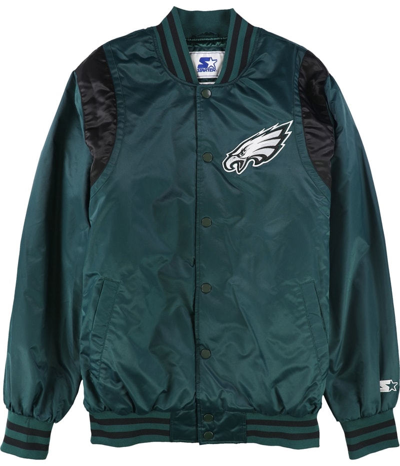 STARTER Mens Philadelphia Eagles Varsity Jacket, view 4