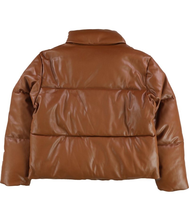 Levi’s Womens Faux Leather Quilted Puffer Jacket in Camel, view 2