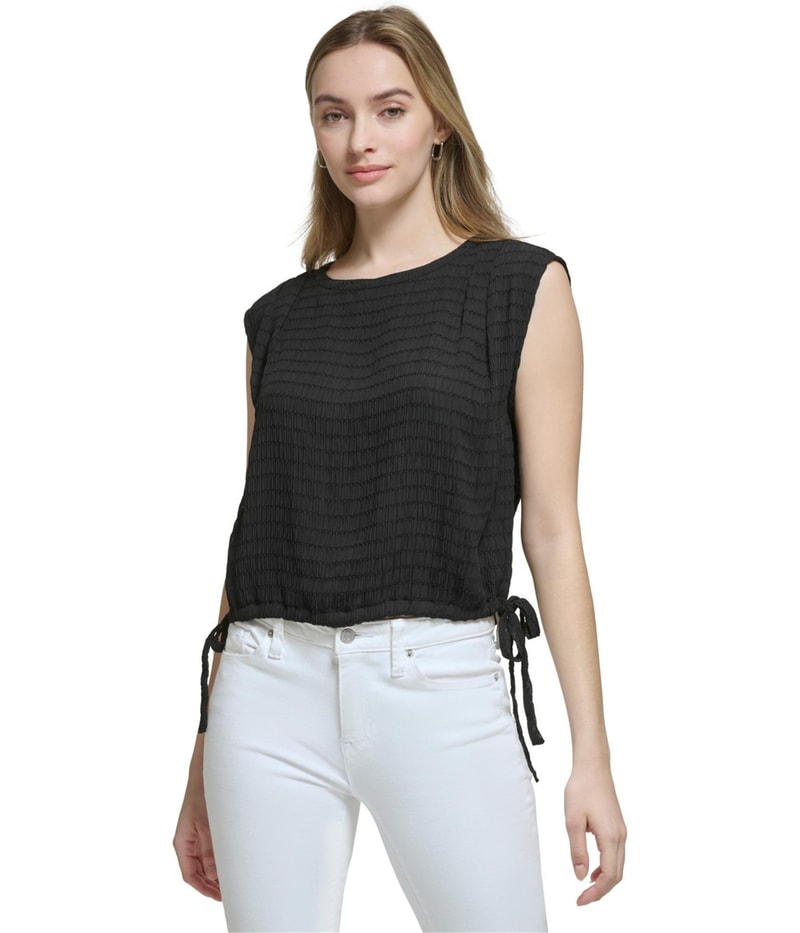 Calvin Klein Womens Crinkle Ruffled Blouse