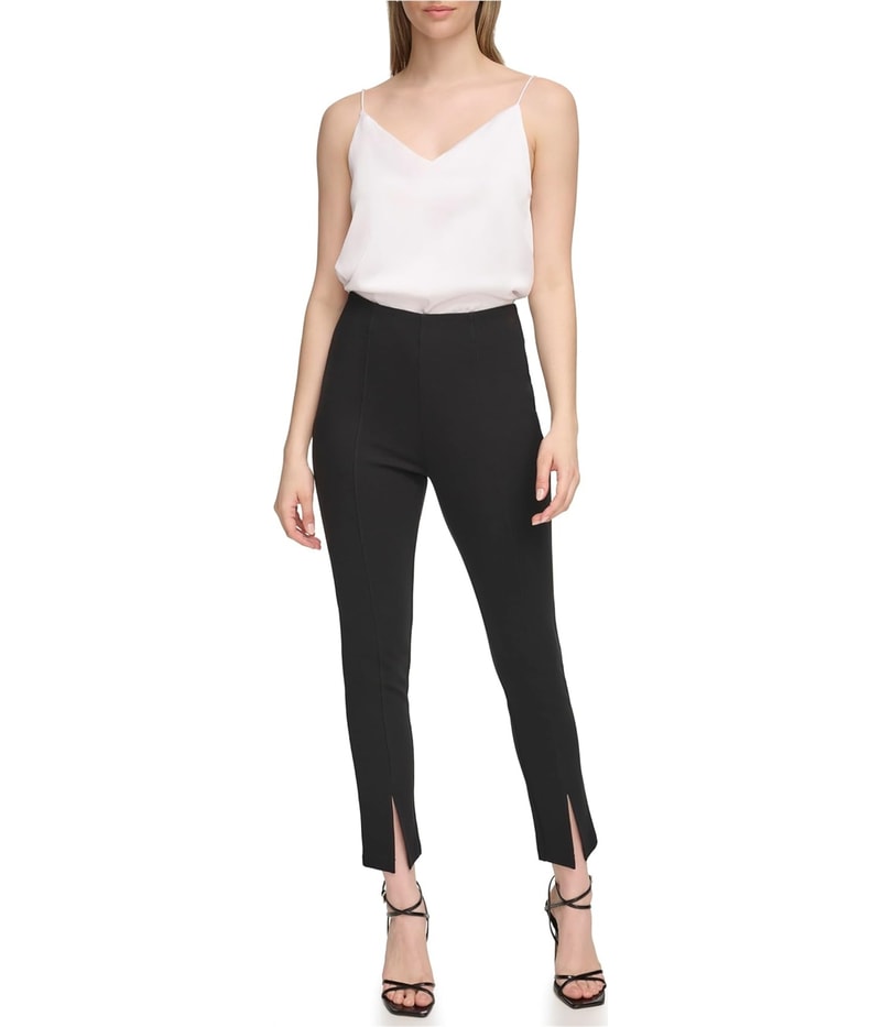 Calvin Klein Womens Front Seamed Straight Leg Casual Pants