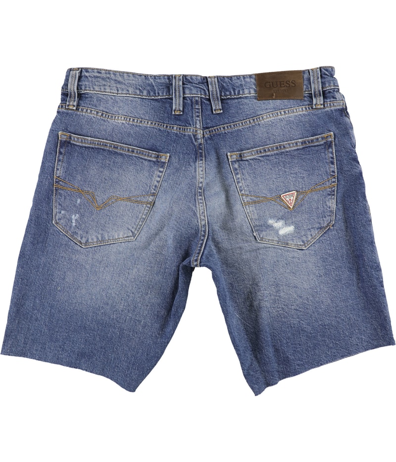 GUESS Mens Eco Wyatt Distressed Casual Denim Shorts