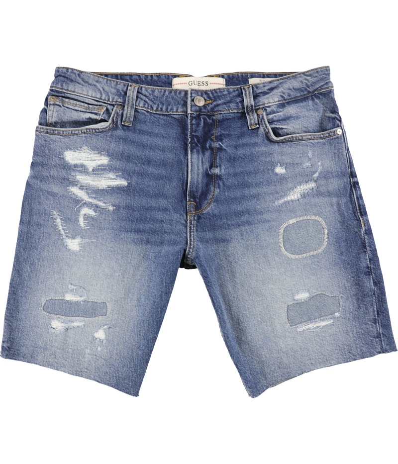GUESS Mens Eco Wyatt Distressed Casual Denim Shorts
