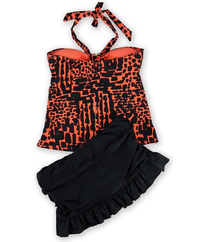 Island Escape Womens Print Ruffled Skirtini 2 Piece Bandeau