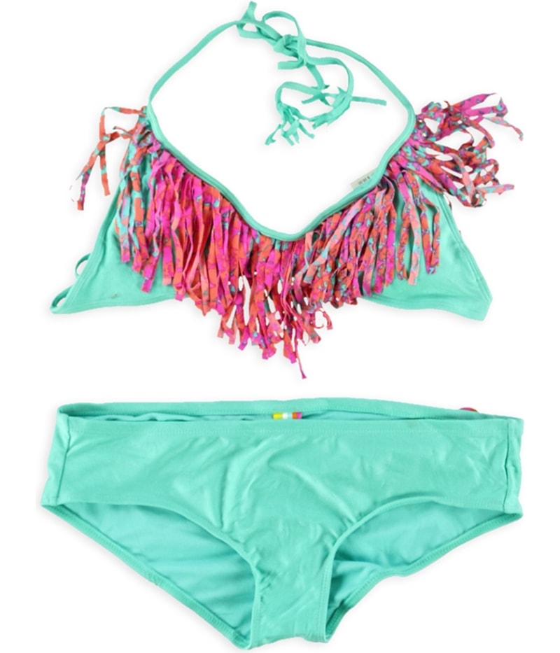 Raisins Womens Fringe Bra Ruched Brief 2 Piece Bikini