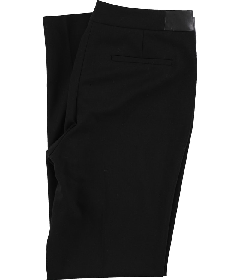 Calvin Klein Womens Faux Leather Trim Straight Leg Casual Pants