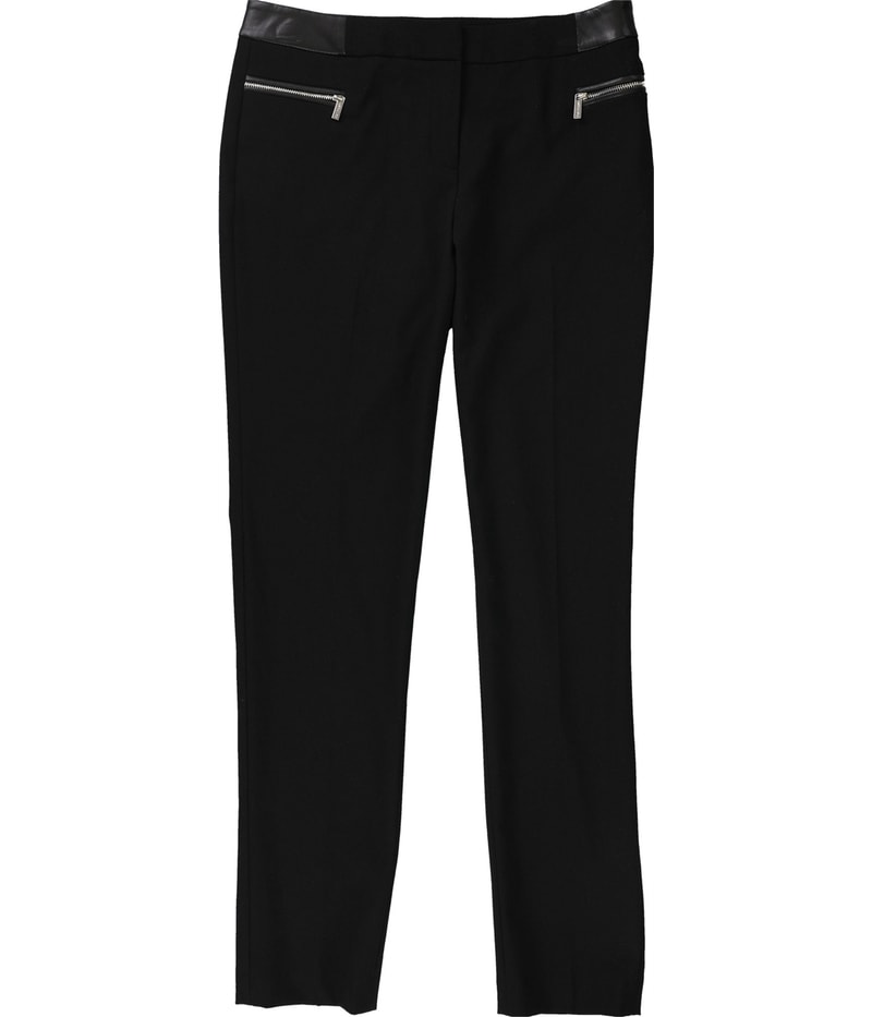 Calvin Klein Womens Faux Leather Trim Straight Leg Casual Pants