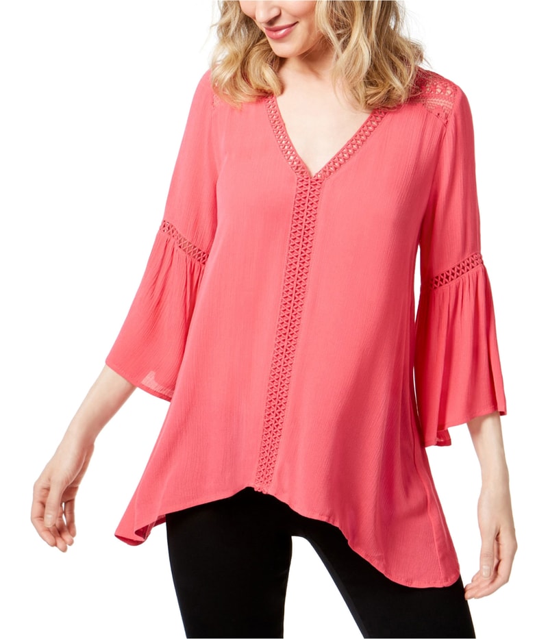 John Paul Richard Womens Crochet-Trimmed Tunic Blouse