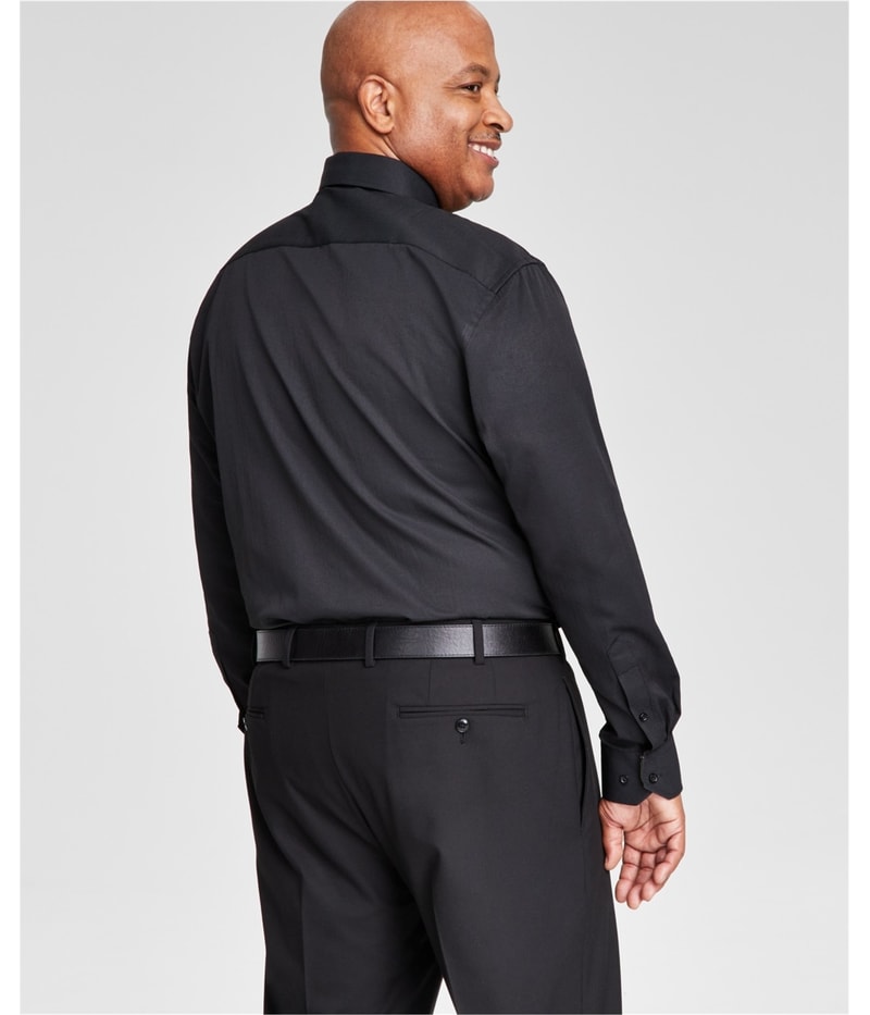 Tayion Collection Mens Slim-Fit Gold Trim Solid Button Down Dress Shirt