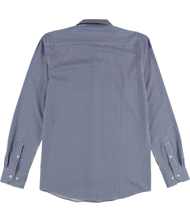 Tayion Collection Mens Checkered Button Down Dress Shirt in Blue, image 2 of 2