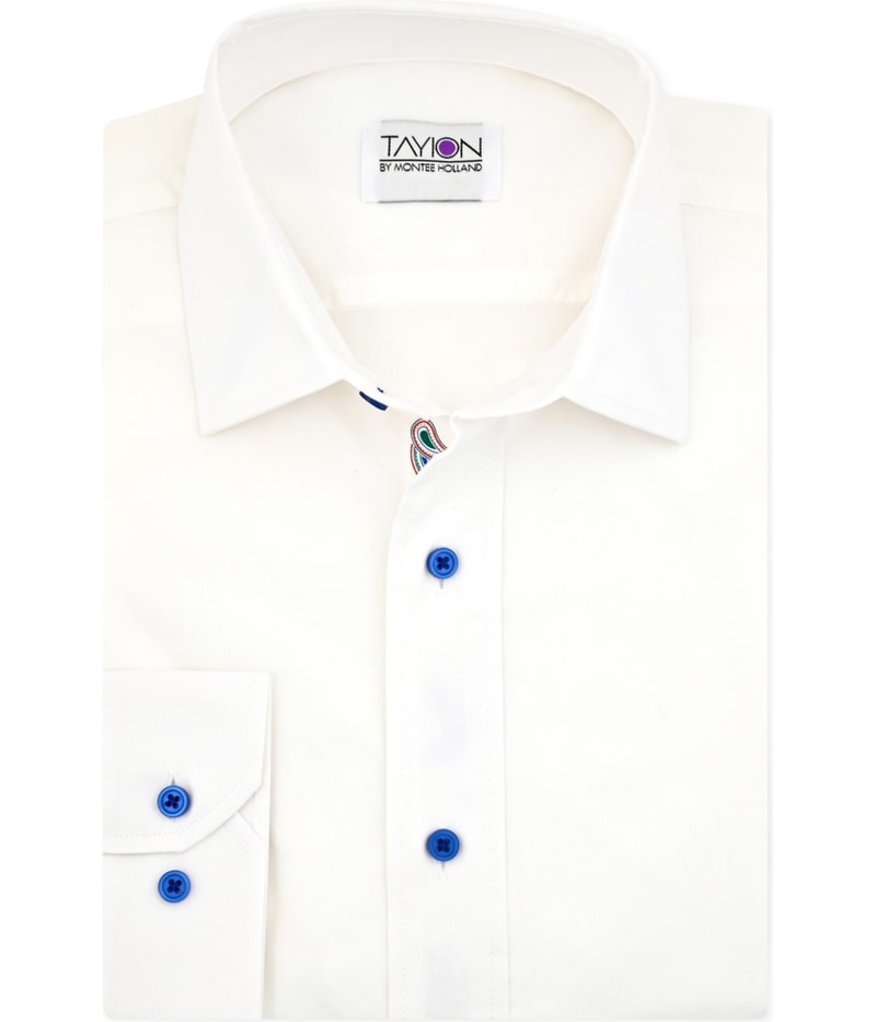 Tayion Collection Mens Hidden Paisley Button Down Dress Shirt