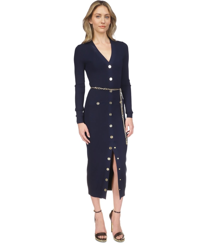 Michael Kors Womens Belted Midi Dress