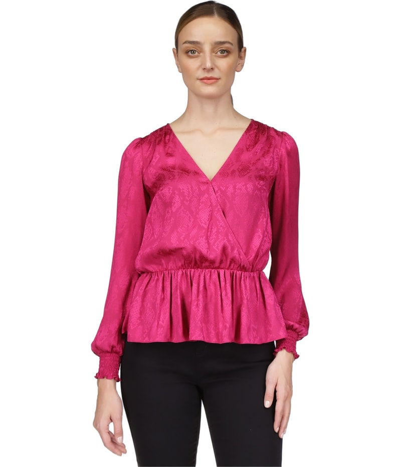 Michael Kors Womens Faux Wrap Peplum Blouse